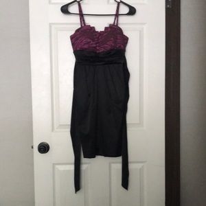 B Wear black and purple zebra print cocktail dress